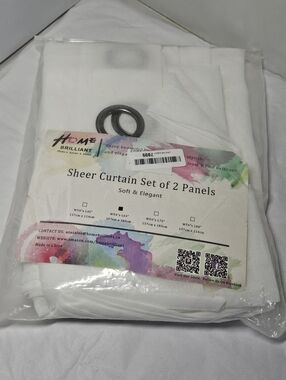 New NIP White Sheer Grommet Curtains Set of 2 Panels 54" x 63"